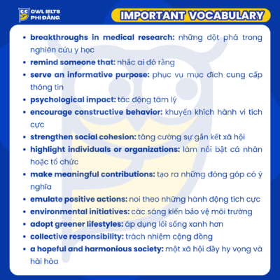 Từ vựng ghi điểm trong bài Giải đề IELTS Writing Task 2: The media should include more stories which report good news. To what extent do you agree or disagree?