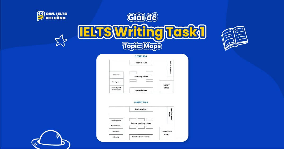 Giải đề IELTS Writing Task 1: School Library Maps | Phân tích chi tiết